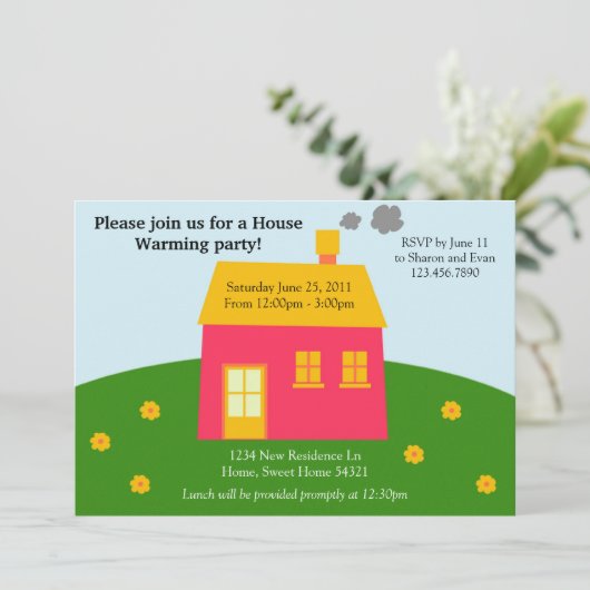 Modern House Warming Invite Kaart (Staand voorkant)