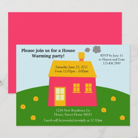 Modern House Warming Invite Kaart (Voorkant / Achterkant)