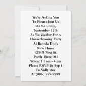 Modern Housecleaning Party w/ Retro Fun Invitation Kaart (Achterkant)