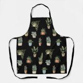 Modern Houseplant Garden Lovers Black Pattern Schort (Voorkant)