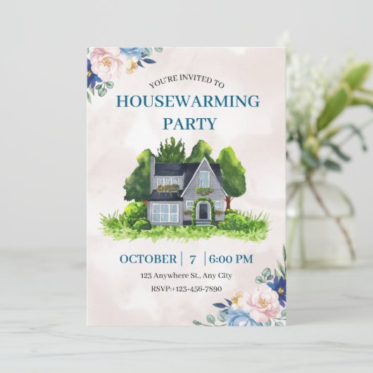 Modern Housewarming Party Invitation Kaart (Staand voorkant)