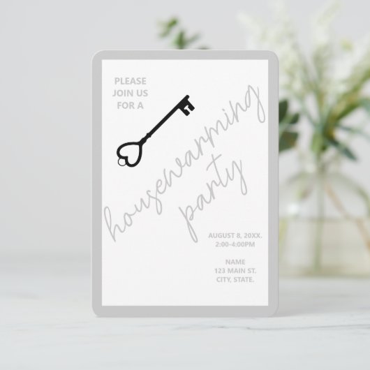 Modern Housewarming Party Uitnodiging | Cool Grey (Staand voorkant)