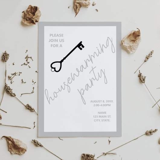 Modern Housewarming Party Uitnodiging | Cool Grey