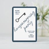 Modern Housewarming Party Uitnodiging | marineblau (Staand voorkant)