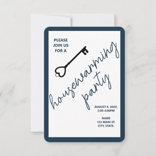 Modern Housewarming Party Uitnodiging | marineblau (Voorkant)