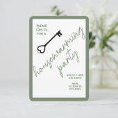 Modern Housewarming Party Uitnodiging | Sage Green (Staand voorkant)