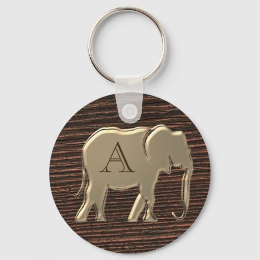 Modern Hout en Gouden Monogram Sleutelhanger (Voorkant)