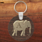 Modern Hout en Gouden Monogram Sleutelhanger (Voorkant)
