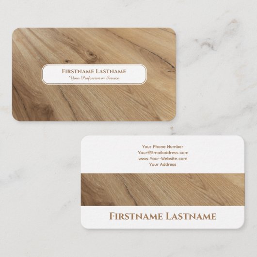 Modern hout interieur design elegant wit visitekaartje (Voorkant / Achterkant)