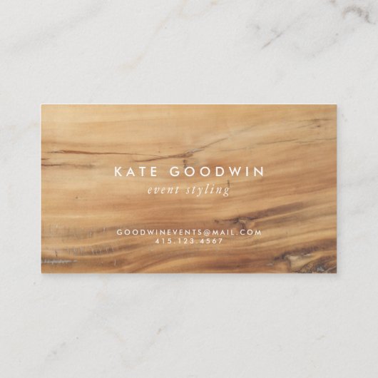 Modern hout minimalistisch eenvoudig visitekaartje (Achterkant)