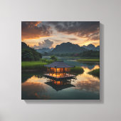 Modern houten gebouw canvas afdruk (Voorkant)