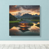 Modern houten gebouw canvas afdruk (Insitu (Houten vloer))