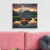 Modern houten gebouw canvas afdruk (Insitu (Woonkamer))