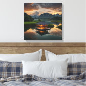 Modern houten gebouw canvas afdruk (Insitu (Slaapkamer))