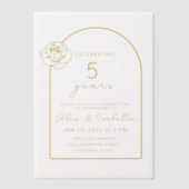 Modern houten gouden 5e bruiloft Jubileum Vellum Uitnodigingen (Voorkant)