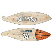 Modern houten hof Happy Birthday Keepsake Basketbal (Panelen)