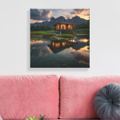 Modern houten huis canvas afdruk (Insitu (Woonkamer))