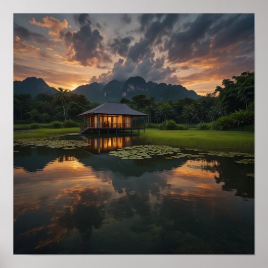 Modern houten huis poster (Voorkant)