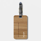 Modern houten-kleur bruin monogram naam reizen bagagelabel (Achterkant verticaal)