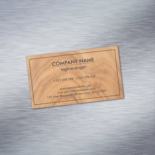 Modern houten ontwerp magnetisch visitekaartje (Voorbeeld)