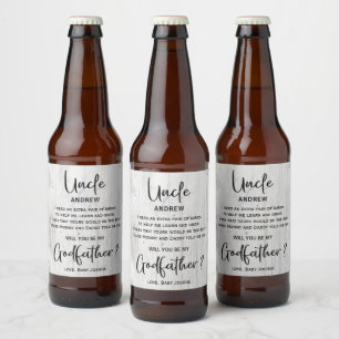 Modern houten textuur peetvader voorstel bier etiket