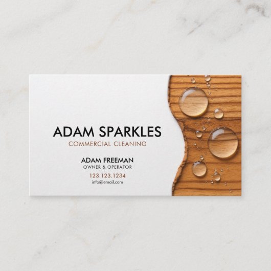 Modern houten water laat commerciële reiniging val visitekaartje (Voorkant)