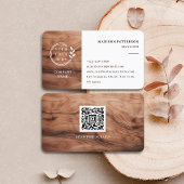 Modern houtnerf logo QR-code Visitekaartje