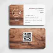 Modern houtnerf logo QR-code Visitekaartje