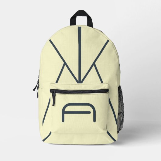 Modern Houtskool Monogram Vanille Crème Bedrukte Rugzak (Voorkant)