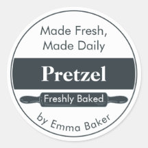 Modern Houtskool Pretzel Bakkerij Label Sticker