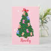 Modern Howdy Cowgirl Westerne kerst Kaart (Staand voorkant)