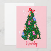 Modern Howdy Cowgirl Westerne kerst Kaart (Voorkant / Achterkant)