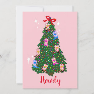 Modern Howdy Cowgirl Westerne kerst Kaart