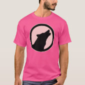 MODERN HOWLING WOLF SILHOUETTE EN PINK CIRCLE T-SHIRT (Voorkant)