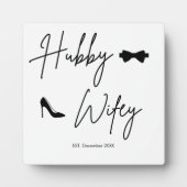 Modern Hubby & Wifey naambord - Est. Datum Fotoplaat (Voorkant)