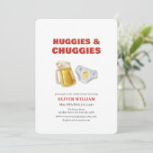 Modern Huggies Chuggies Beer & Diaper Baby Shower Kaart (Staand voorkant)