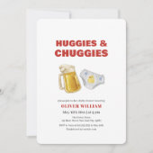 Modern Huggies Chuggies Beer & Diaper Baby Shower Kaart (Voorkant)
