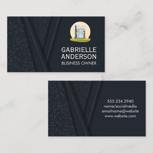 Modern Huis Bouw Icoon Visitekaartje (Voorkant / Achterkant)
