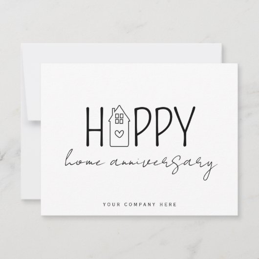 Modern Huis Lettering Woonjubileum Kaart (Voorkant)