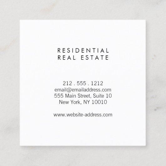 Modern Huis Logo Faux Goud op Wit Vierkante Visitekaartje (Achterkant)