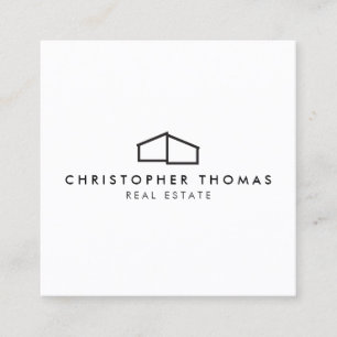 Modern Huis Logo in zwart voor onroerend goed, Rea Vierkante Visitekaartje