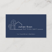 Modern huis Logo Navy Blue makelaar Visitekaartje (Voorkant)