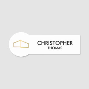 Modern huis Logo onroerend goed, makelaar wit / go Naamplaatje