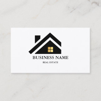 Modern Huis Logo Onroerend Goed Zwart & Goud Visitekaartje