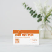 Modern Huis Logo Social Media QR Code Oranje Visitekaartje (Staand voorkant)