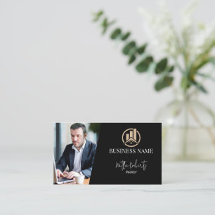 Modern Huis Logo Vastgoed Makelaar Zwart Visitekaartje
