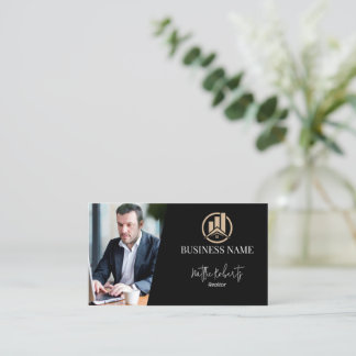 Modern Huis Logo Vastgoed Makelaar Zwart Visitekaartje