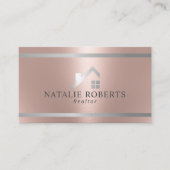 Modern Huis Logo Vastgoed Realtor Roos Goud Visitekaartje (Voorkant)