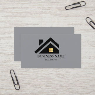 Modern Huis Logo Zwart & Goud Vastgoed Visitekaartje
