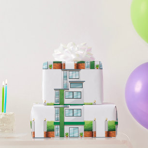 Modern huis met meerdere verdiepingen Heden-daags  Cadeaupapier